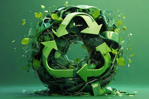 Ecofriendly innovation comes to life in this showcasing a vibrant green recycling concept