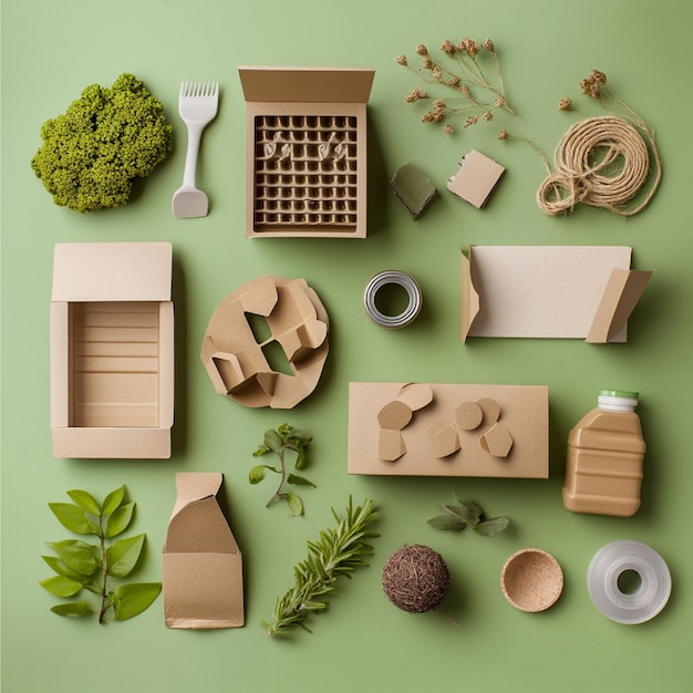 Photo ecofriendly packaging options showcasing sustainable and recyclable packaging materials