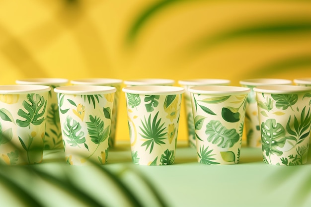 Ecofriendly Paper Cups with Botanical Design for Sustainable Packaging