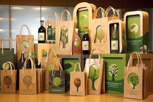 Photo ecofriendly product packaging with reusable and recyclable materials created with