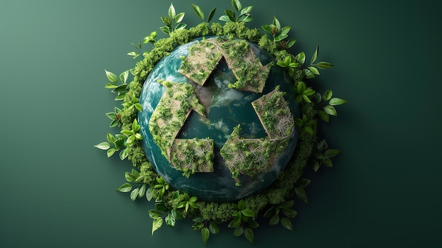 EcoFriendly Recycling Symbol on Verdant Earth Sustainable Future