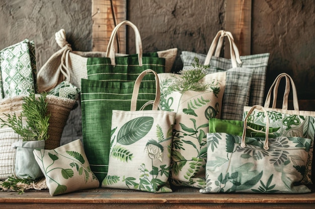 EcoFriendly Shopping Bags with Green and Earthy Tones for Sustainable Living