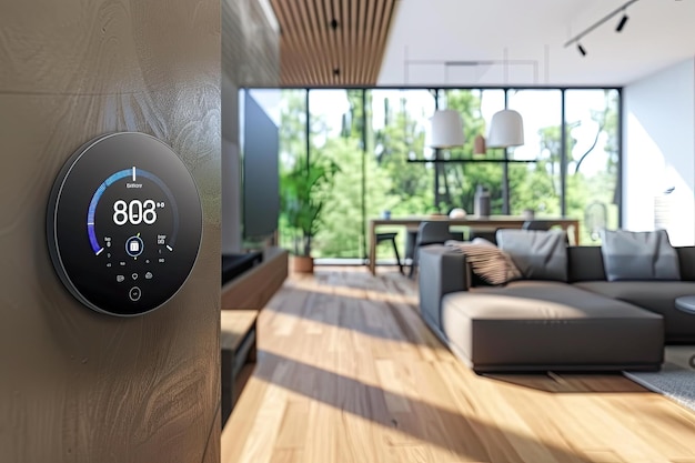 Ecofriendly smart thermostat interaction in modern setting