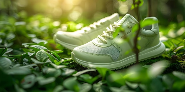 Ecofriendly sport shoes made from innovative apple leather a sustainable vegan alternative Concept Sustainable Fashion Vegan Footwear EcoFriendly Innovation Apple Leather Sport Performance