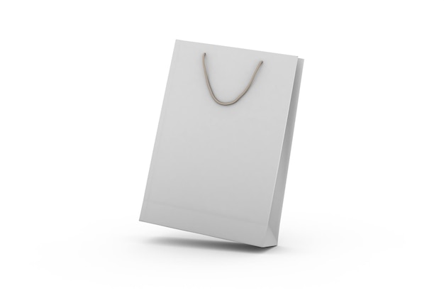 Ecofriendly white paper shopping bag with string handle isolated on white background