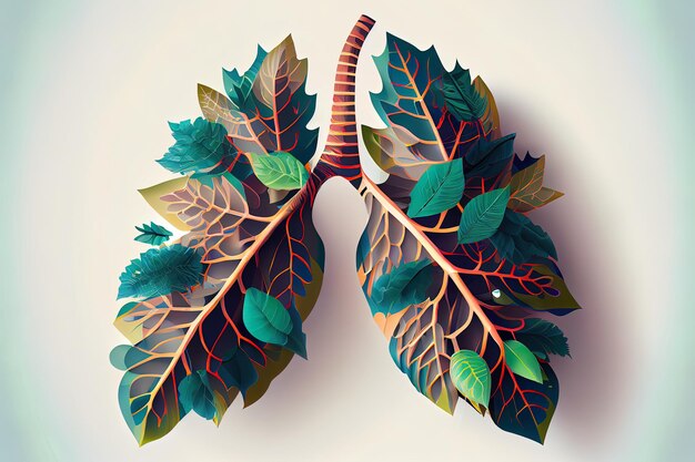 Ecological healthy human lungs on black background Generative Ai