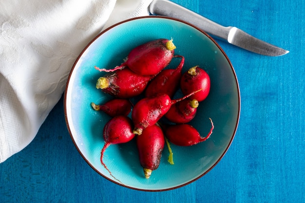 Ecological radishes (red radishes) of intense red color