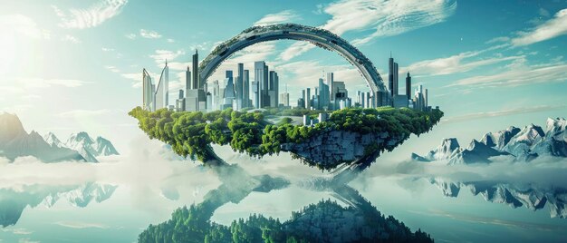 an ecologically diverse space station structured like a ring that has towns rivers grasslands mountains and forests