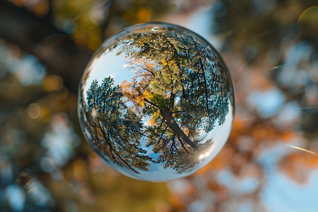 Photo ecology concept green tree in the bubble 3d rendering