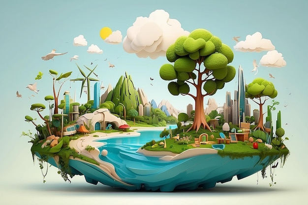 Ecology concept with ecological elements