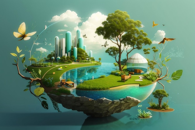 Ecology concept with ecological elements