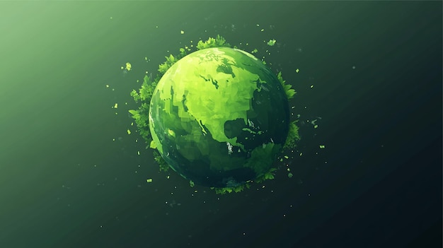 Ecology concept with globe and green leaves