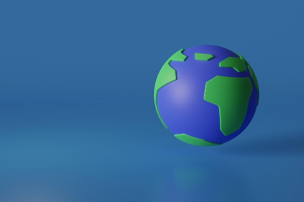 Ecology and environment concept Earth world map model globe on blue background 3d illustration