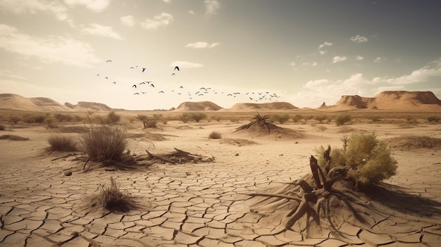 Ecology landscape climate change concept desert invasion