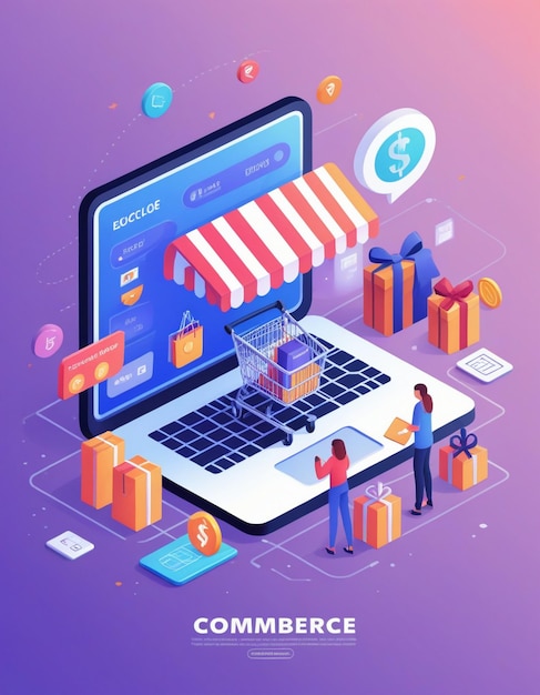 Ecommerce market shopping online vector illustration