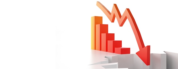 Econimical crisis concept. Spread in the world, economy is down. 3d illustration
