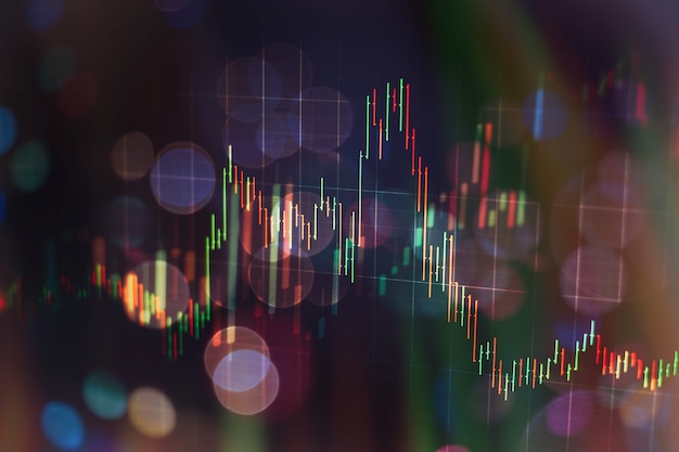 Economic graph with diagrams on the stock market, for business and financial concepts and reports.Abstract blue background.