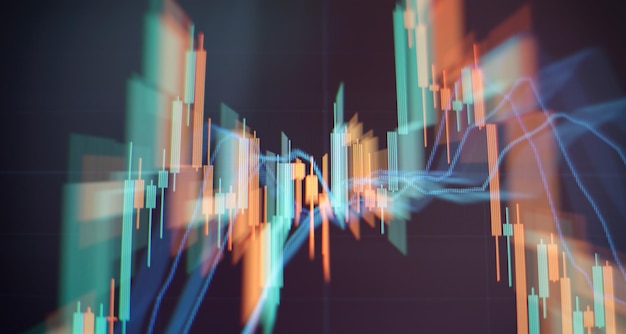 Economic graph with diagrams on the stock market for business and financial concepts and reports