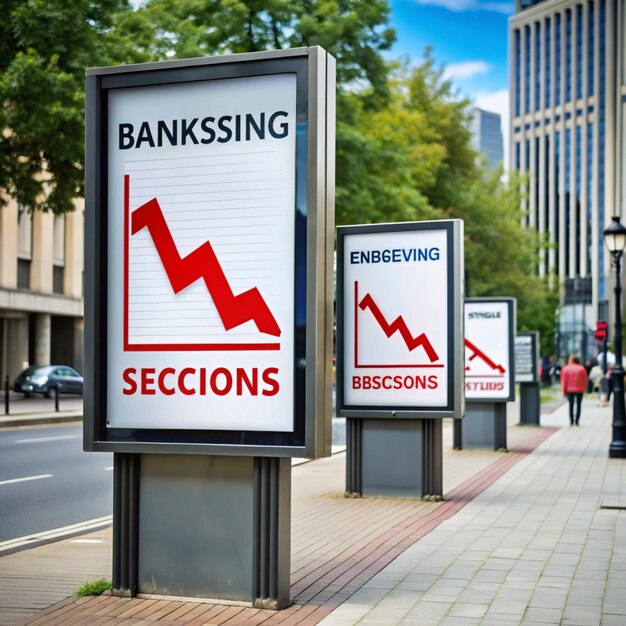 Photo economic recession impacting banking statistics on troubled street