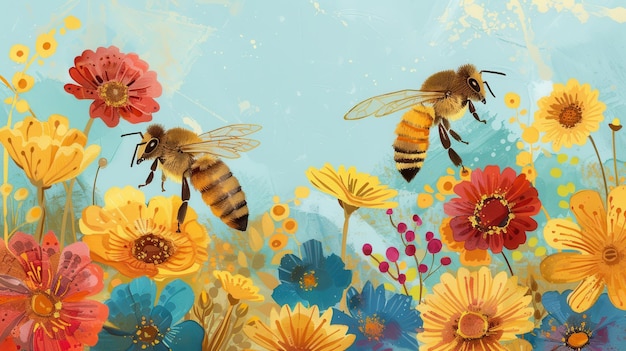 Ecosystem Support Bees Active in Pollination