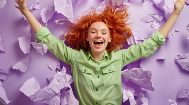 Photo the ecstatic redhead woman