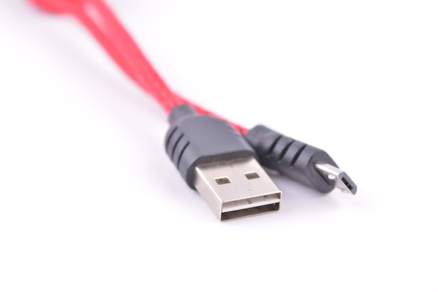 Ed usb mobile charging cable isolated on white background