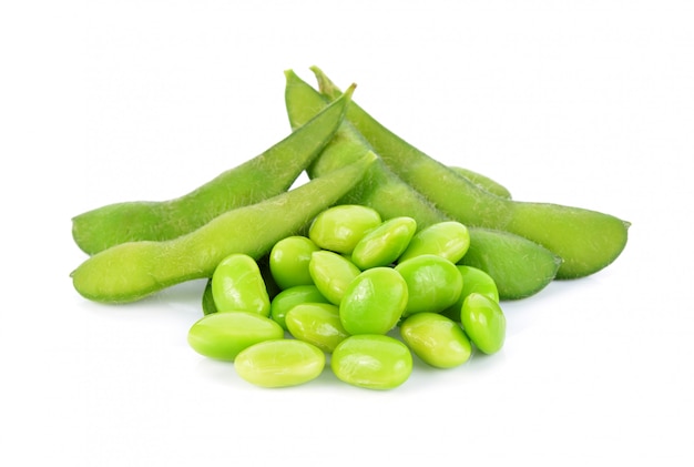 Edamame, boiled green soy beans, japanese food