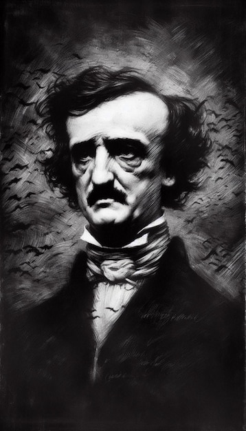 Photo edgar allan poe black and white art style