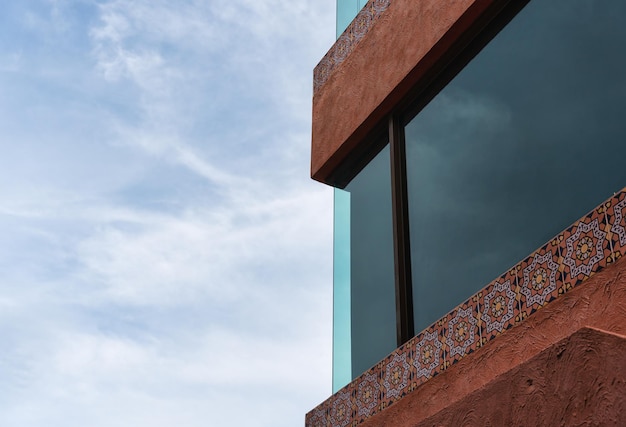 Edge of moroccan style window glass building