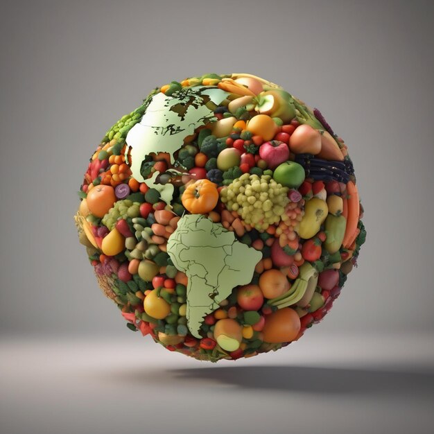 Photo edible earth a vibrant mosaic of fruity continents