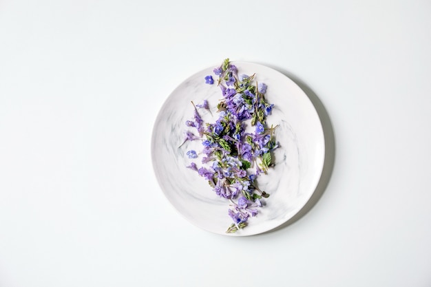 Edible flowers on plate