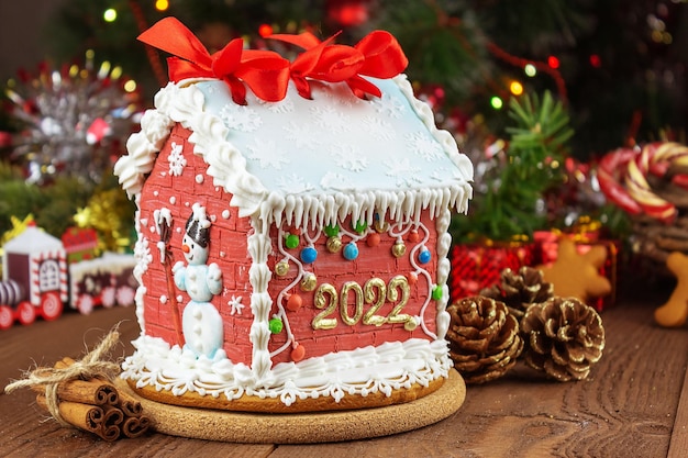 Edible handmade gingerbread house and Christmas tree