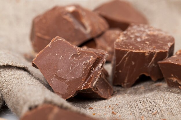 Edible milk chocolate made from cocoa and sugar