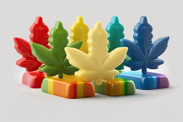 Edible rainbow gummy candies infused with cannabis made at home