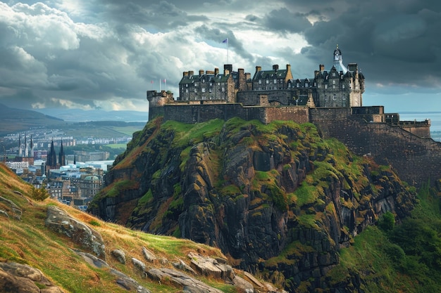 Edinburgh Castle perched atop Castle Rock with a panoramic view of the city