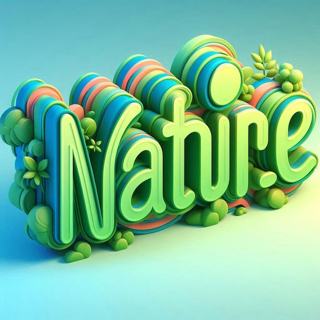 Photo editable 3d nature text effect vibrant and customizable design for naturethemed projects