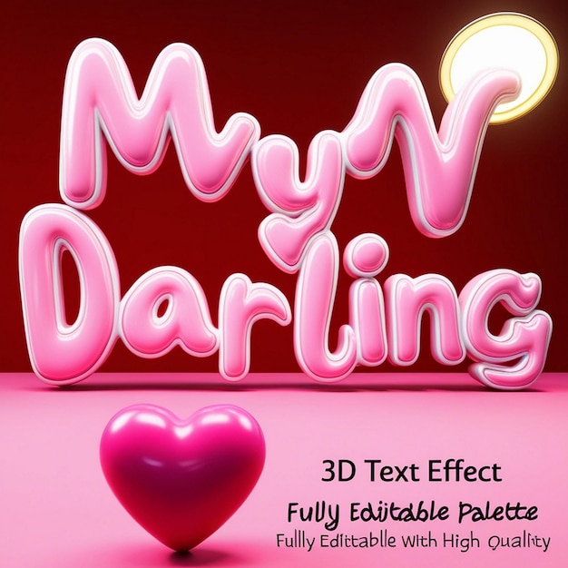 Photo editable 3d text effect in happy valentines day style fully editable