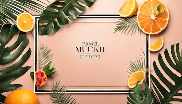 Editable frame mockup with summer elements