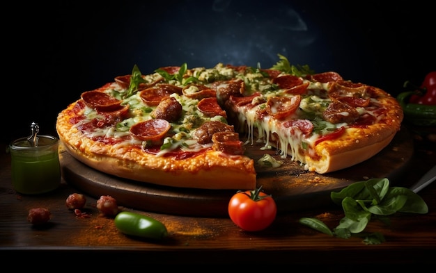 Editorial Photography of Pizza with Sausage Generative By Ai