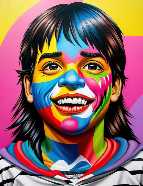 Eduardo Kobra style graffiti of a child