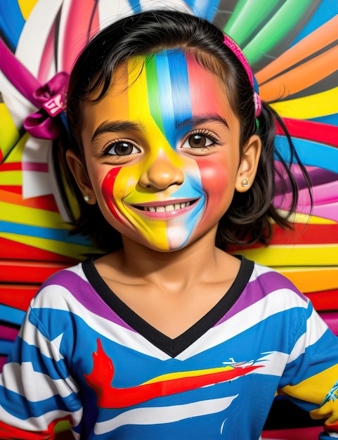 Eduardo Kobra style graffiti of a child