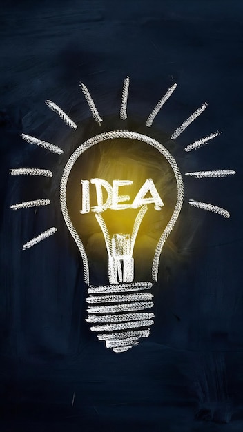 Education concept image Creative idea and innovation Light bulb as metaphor over blackboard