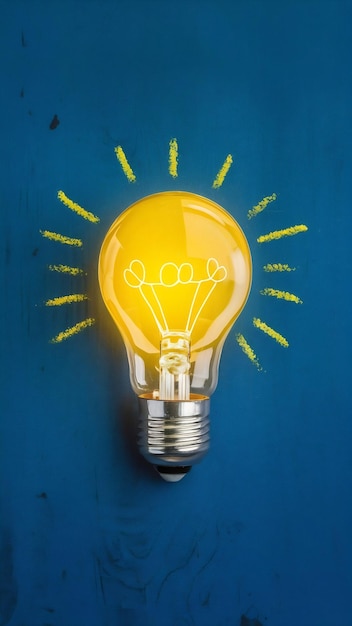 Education concept image Creative idea and innovation light bulb metaphor over blue background