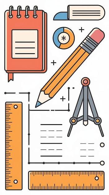 Education infographics with line pencil and elements for your text vector eps10 illustration