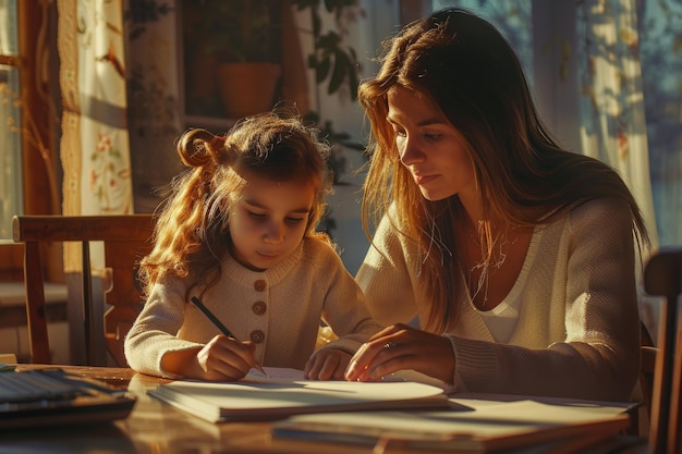 Education is the key to success Shot of a young mother helping her daughter with homework at home