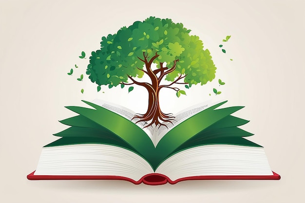 Education tree growth on book idea vector logo