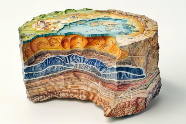 Photo educational cross section of earth layers diagram