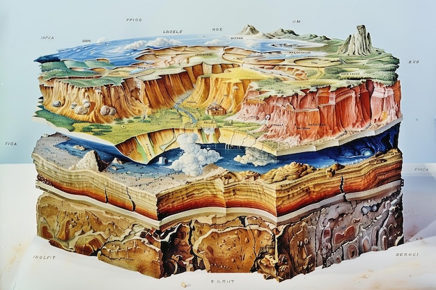 Photo educational cross section of earth layers diagram