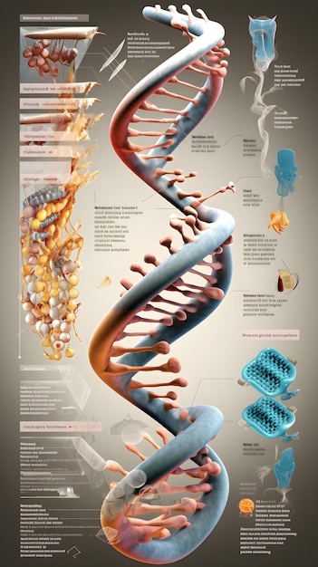 Photo educational diagram detailing dna structure and replication process in medical context