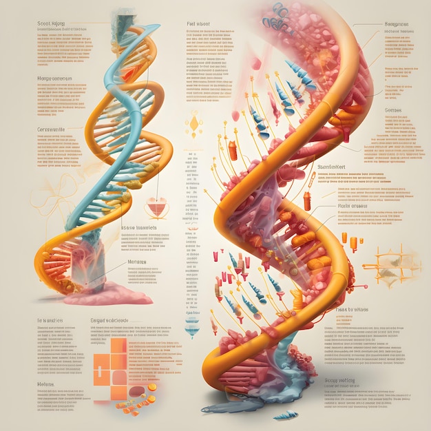 Educational Diagram Detailing DNA Structure and Replication Process in Medical Context